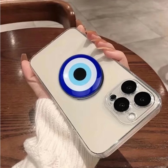 NWT I piece mobile phone push and pull bracket pink/white devils eye - Picture 2 of 2